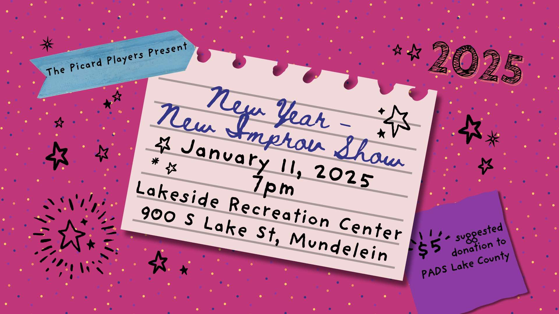 Picard Players Present: New Year - New Improv Show at Lakeside Recreation Center 900 S Lake St Mundelein, IL 60060 January 11, 2025